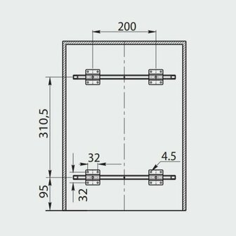 maatvoering Inbouw afvalemmer, 2 x 20 liter, antraciet