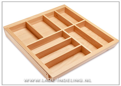 Federaal Midden zegen Verstelbare houten bestekbak, 474 mm diep - lade-indeling.nl